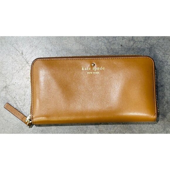 Kate Spade Wellesley Neda Zip Around Accordion Wallet, Brown - Picture 1 of 4